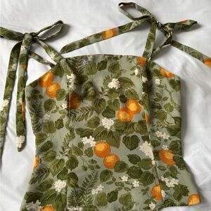 Floral Green and Orange Women's Top